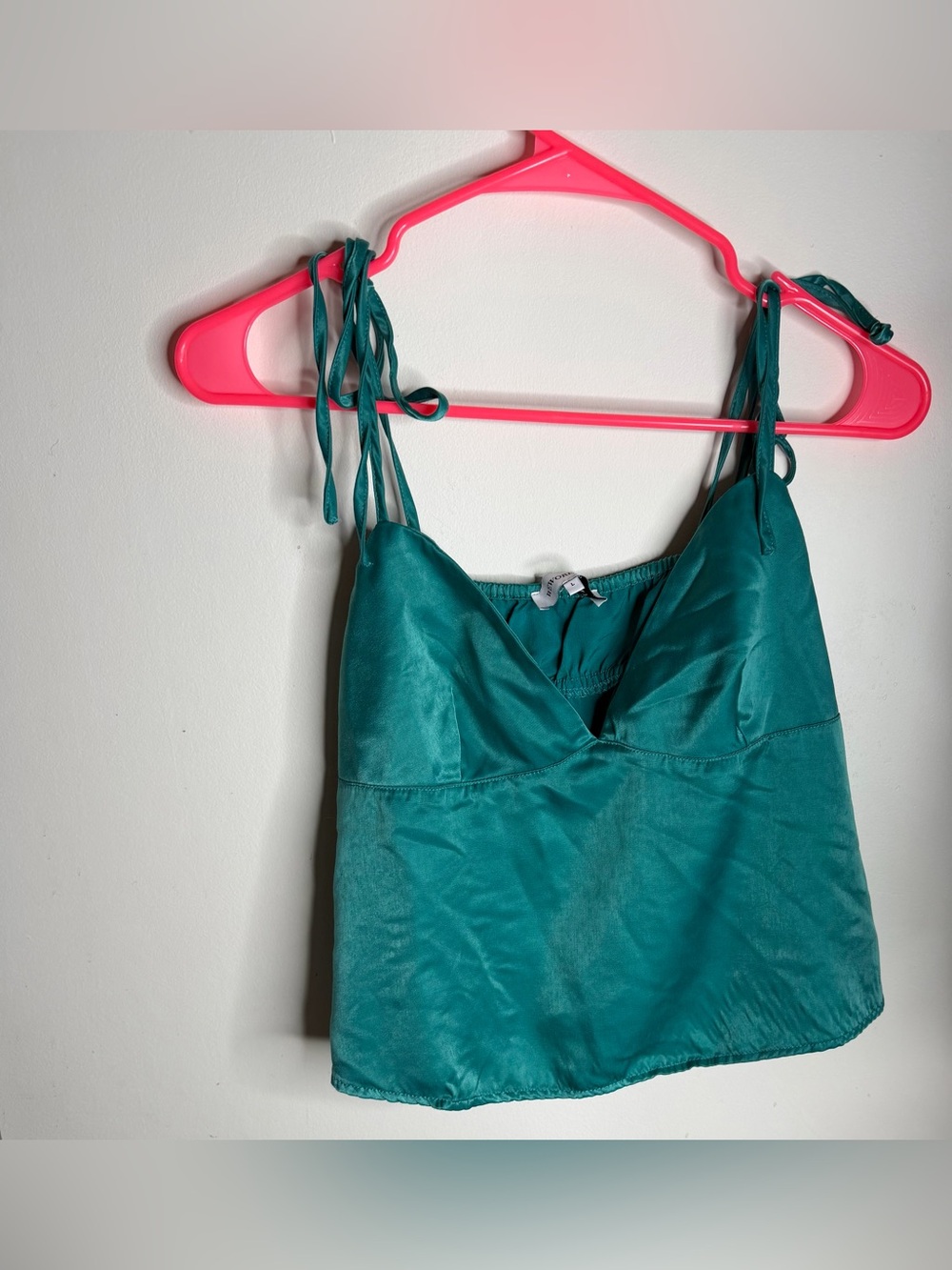 WeWoreWhat teal green satin tie shoulder camisole